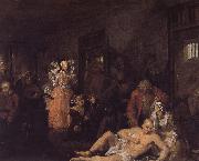 William Hogarth Prodigal son in the madhouse oil on canvas